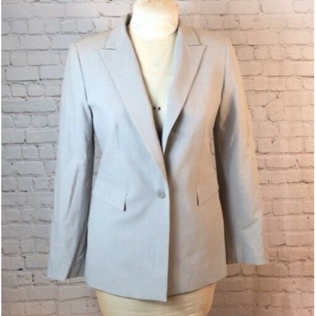 Express Stretch Blazer Jacket Gray One Button Peak Lapels Size 7/8